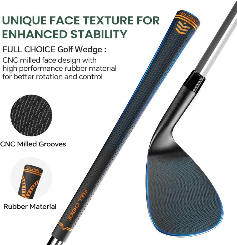 Full Choice Golf Wedges, CNC Milled Face for More Spin and Control, 52/56/60/70 Degree Golf Sand Wedge, Gap Wedge, Lob Wedge Golf Clubs, Wedges Golf Clubs for Men Women Right Hand - Image 2